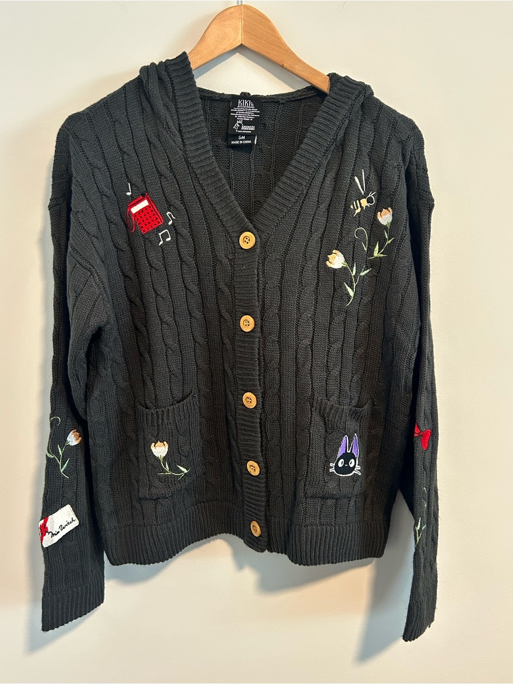 Studio Ghibli Kiki's Delivery Service  Cable Knit Hooded Cardigan Size Small